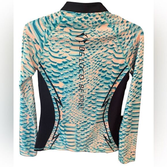 Loco Skaile Sz S Teal Black Sun Fabric Diving Snorkeling Fishing RashGuard Top - Picture 4 of 6